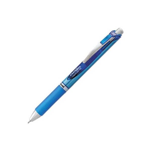 Pentel Pentel, ENERGEL RTX RETRACTABLE GEL PEN, MEDIUM 0.7 MM, BLUE INK, BLUE/GRAY BARREL BLN77C - main
